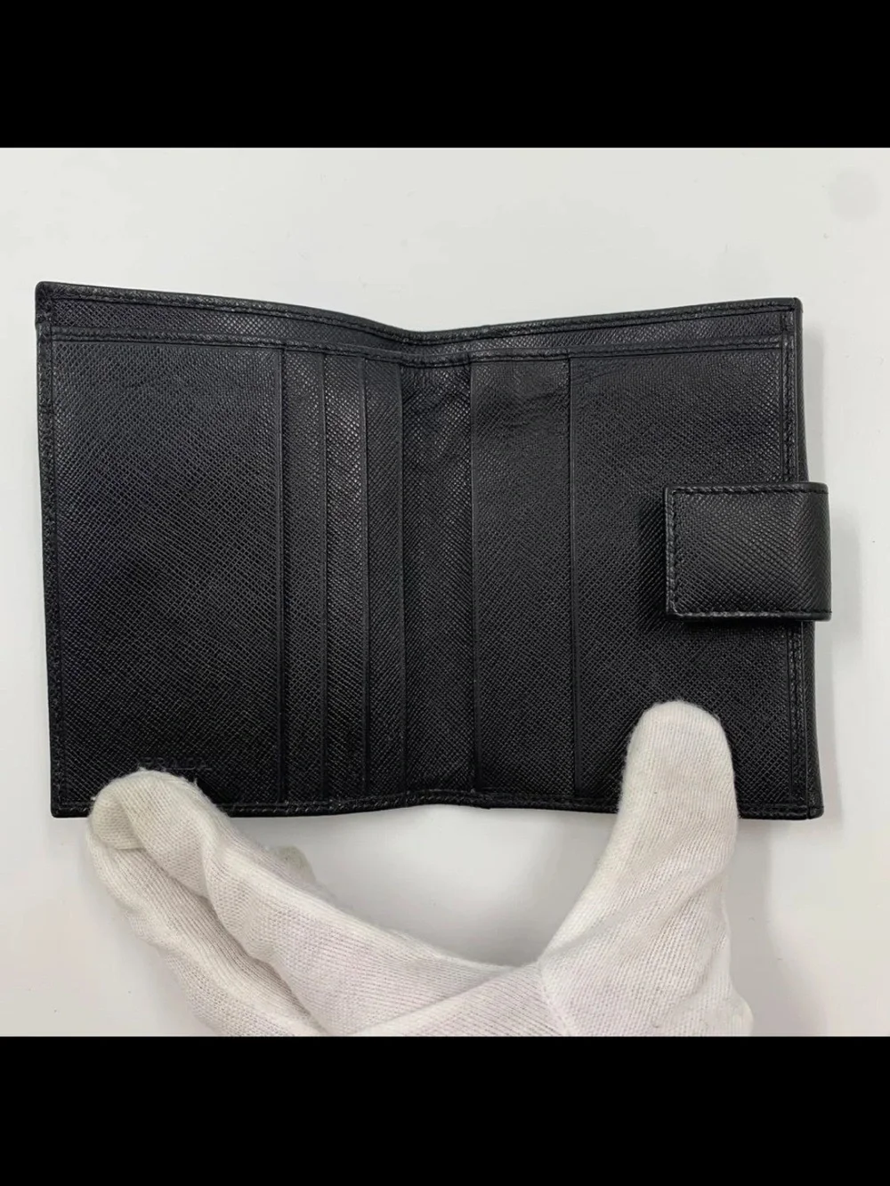 Prada Black Saffiano Leather Wallet Clutch with Silver Logo